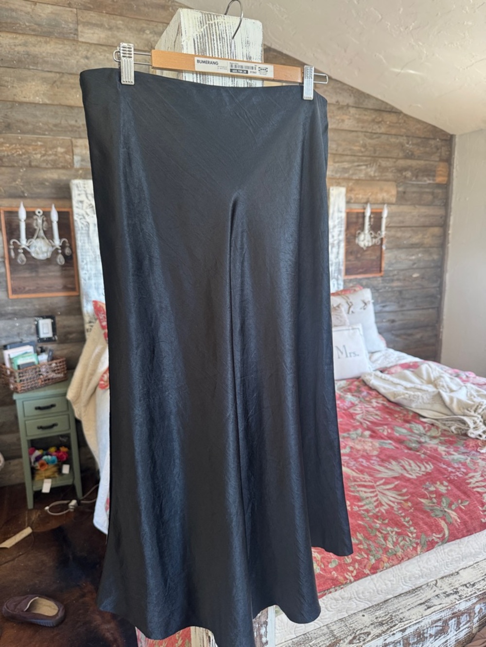 Vince Black A-Line Midi Skirt